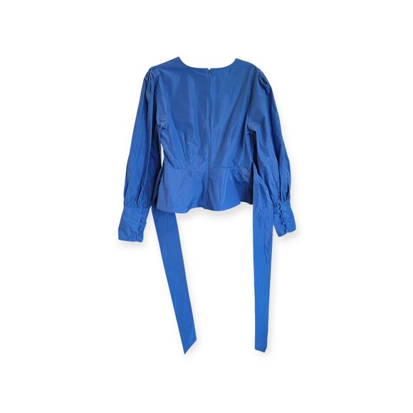 VERONICA BEARD Seema Wrap-Effect Taffeta Blouse Twist-Front Tie Back Top size 4 - Picture 9 of 14